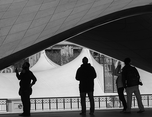 People Under the "Bean" Sculpture in Chicago