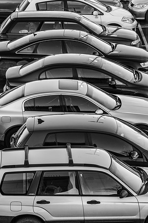 Parked Cars in Black and White
