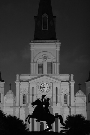 Andrew Jackson Statue in New Orleans at Night