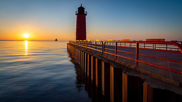 The Milwaukee Pierhead Lighthouse at Sunrise