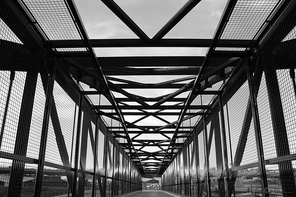Pedestrian Bridge in Black and White